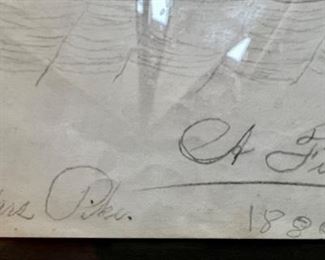 99. Pencil Drawing of Fishing Schooner signed NF Crocker (art 10" x 6")