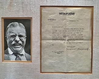 71. Framed 1916 Letter from Theodore Roosevelt w/ Portrait (22" x 18") (Letter 8.5" x 11")