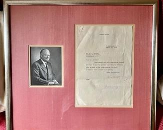 91. Framed Photograph & Letter From Herbert Hoover to Mr. Dickey (20" x 18")