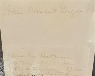 87. Framed Letter from Mrs. Longworth to Alison Roosevelt (8" x 11") (as is)