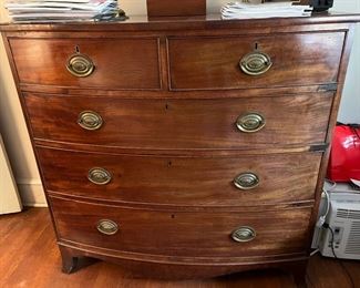107. Bow Front Mahogany Chest w/ French Feet (43" x 22" x 42") 