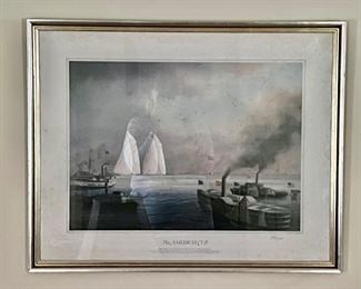 128. Framed Print "America's Cup Columbia" (30" x 23") (as is)