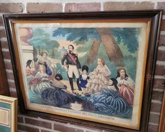 Napoleon and family and maids of honor colored print 