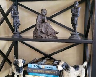 Cast iron dogs, bronze sculptures