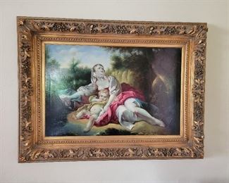 Large painting mother child gilt framed