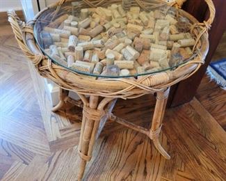 wine cork side serving table 