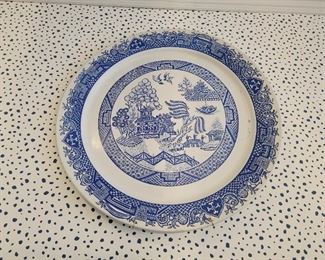 Blue willow metal charger