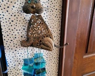 Cat stained glass artsy chime
