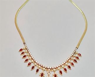 22k Gold Diamond Ruby Necklace