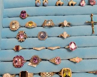 Silver rings, earrings, pendants 