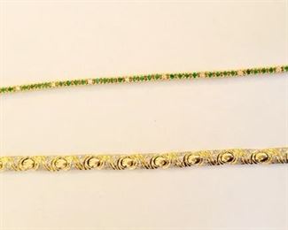 Fine emerald tennis bracelet, gold diamond bracelet