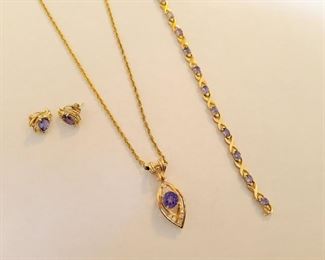 Tanzanite Gold Dimaond bracelet, necklace, earrings