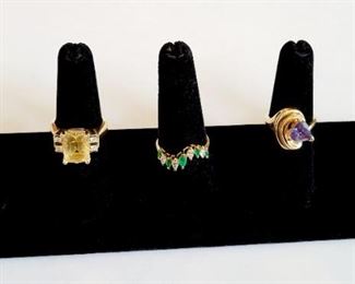 Fine jewelry ring collection. 
Emeralds, Diamonds, Opal, Tourmaline and more