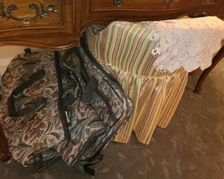 Vintage "Carpet Bags" Luggage Set W/ Vanity Chair