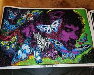 Vintage Jimi Hendrix Flocked Poster