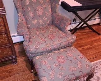 Upholstered Arm Chair W/ Ottoman