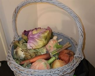 Faux Veggies In Basket