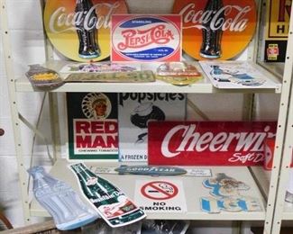 Metal Advertisement Signs, some new, some old