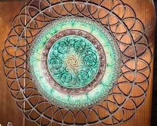 Majolica & Wrought Iron Fruit Bowl