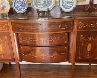 Chippendale Fire Mahogany Buffet ~ with custom made glass protector