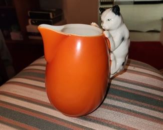 1950s Erphila Fayence Germany Porcelain Cat Pitcher