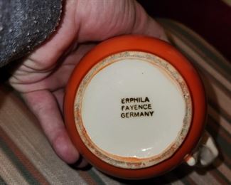 1950s Erphila Fayence Germany Porcelain Cat Pitcher