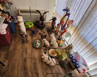 ceramic, metal & wood animal collectibles, lots signed