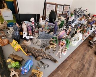 ceramic, metal & wood animal collectibles, lots signed