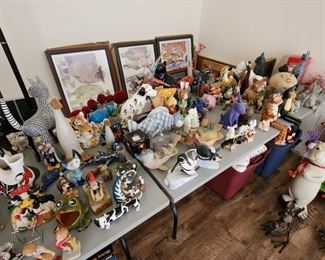 ceramic, metal & wood animal collectibles, lots signed