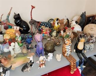 ceramic, metal & wood animal collectibles, lots signed