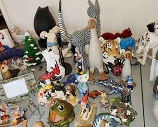 ceramic, metal & wood animal collectibles, lots signed