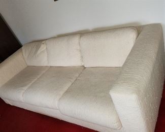 mid century modern sofa & matching loveseat, with brass ball feet, by Selig of Monroe