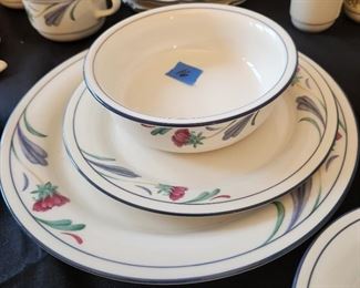 Lenox Poppies on Blue china ( the number on the blue tape indicates the quantity of each piece)