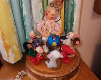 Annalee Collector Doll with wooden base and glass globe top (not pictured)