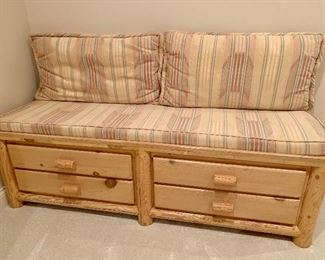 pine storage bench with cushions 
