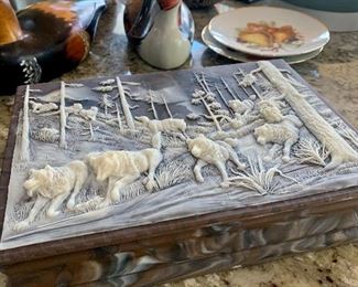 Inoclay stone carved document box