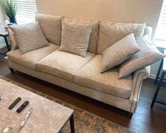 New white/gray linen sofa