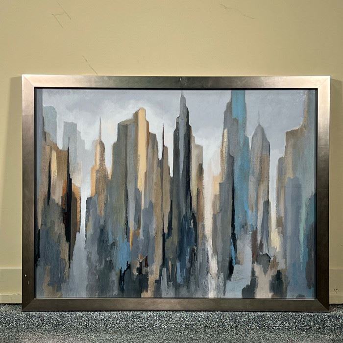MIDTOWN SKYLINE CANVAS PRINT  |
Giclee print on canvas from Z Gallerie
"V Lang Midtown Skyline"abstract city skyline - w. 43 x h. 33 in. (in frame)