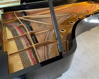 Steinway & Sons Concert Grand Piano (view of pin block,  soundboard, and cast iron plate)