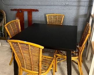 Four fabulous rattan chairs.