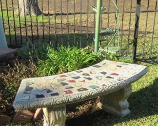 Mosaic concrete bench