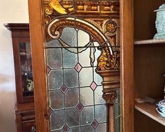 Leaded glass display cabinet
