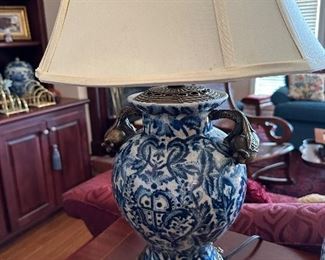 Fine blue and white lamps with ormlu 
