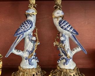 Fine parrot candle holders Horchow