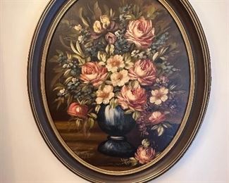 Oval floral hand painted