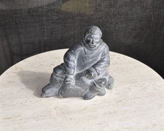 INUIT STEATITE SCULPTURE - ESKIMO & SEAL