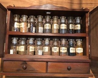 Vintage glass spice holder and jars