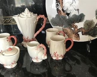 Tea set and Oriental plate