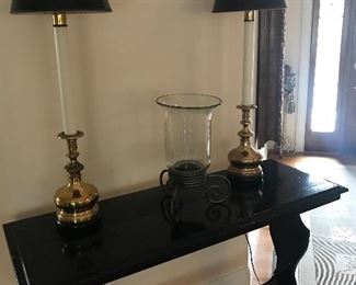 Console table & lamps