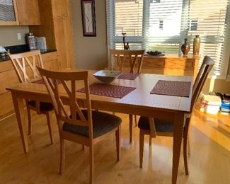 Danish style Maple table with leaf and 4 chairs
